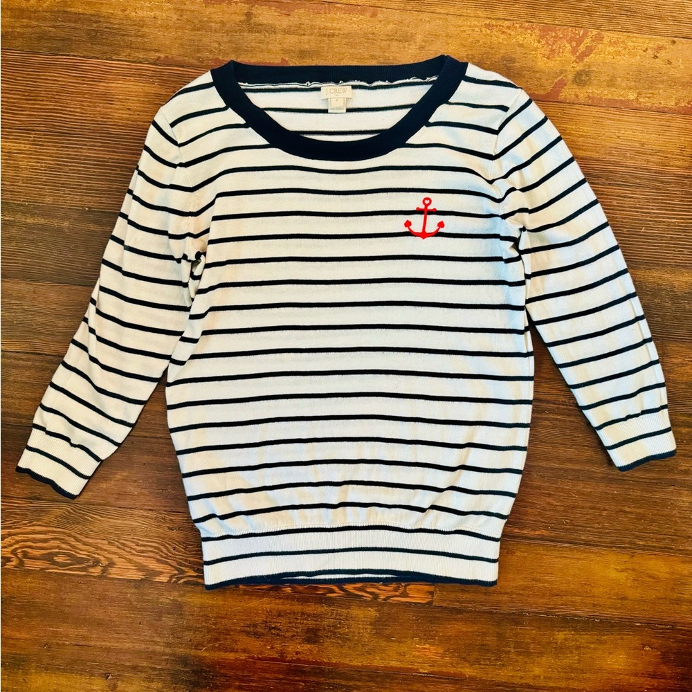 J CREW STRIPED CREWNECK SWEATER